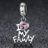 Charm Pendente Eu amo minha família estilo Pandora - SCC251