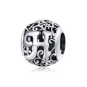 Charm Flores com orifícios, letra H estilo Pandora - SCC1444-H Charm Flores com orifícios, letra H estilo Pandora - SCC1444-H