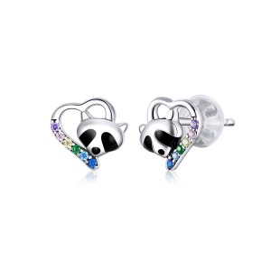 Brincos Petit Guaxinim pequeno estilo Pandora - SCE883 Brincos Petit Guaxinim pequeno estilo Pandora - SCE883