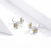 Brincos Petit Dois tons Sakura estilo Pandora - SCE778