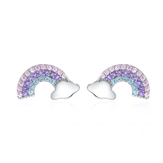 Brincos Petit Pequeno arco-íris estilo Pandora - SCE578  Clique na imagem para fechar