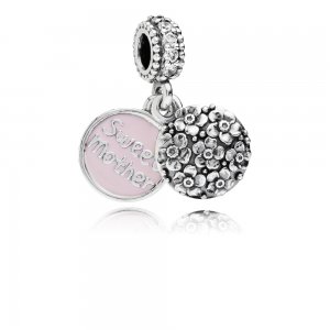 Charm PANDORA de Prata Pendente Esmaltado Querida Mãe - 791285CZ Charm PANDORA de Prata Pendente Esmaltado Querida Mãe - 791285CZ