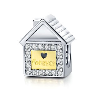 Charm Dois tons Família para sempre estilo Pandora - SCC1330 Charm Dois tons Família para sempre estilo Pandora - SCC1330