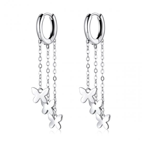 Brinco Borboleta Tassel estilo Pandora - SCE1173  Clique na imagem para fechar