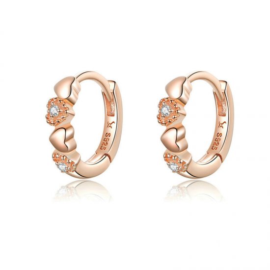 Brinco Argolas Namoro de corações estilo Pandora Rosa - SCE445-C  Clique na imagem para fechar