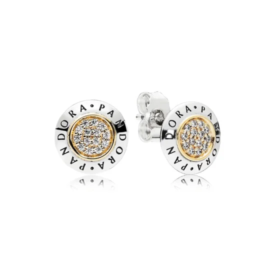 (imagem para) Brinco PANDORA Signature com Ouro - 296230CZ