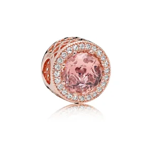(imagem para) Charm PANDORA ROSETM Coração Radiante Rosa Blush - 781725NBP