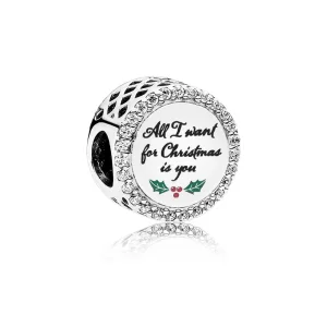 (imagem para) Charm Pandora de prata Tudo que eu quero para o Natal