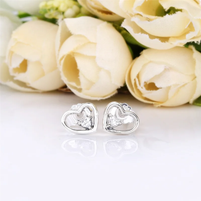 (imagem para) Brincos PANDORA Asymmetric Hearts of Love - 297813CZ - Brincos PANDORA - Visualizar 2