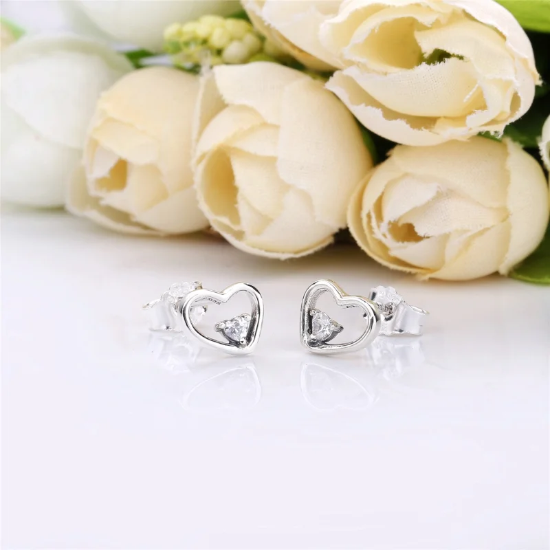 (imagem para) Brincos PANDORA Asymmetric Hearts of Love - 297813CZ - Brincos PANDORA - Visualizar 3