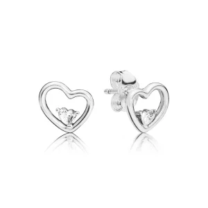 (imagem para) Brincos PANDORA Asymmetric Hearts of Love - 297813CZ - Brincos PANDORA