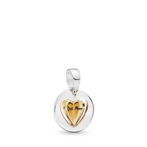Charm Pendente Coração dourado da mamãe Pandora - 767774 (imagem para) Charm Pendente Coração dourado da mamãe Pandora - 767774