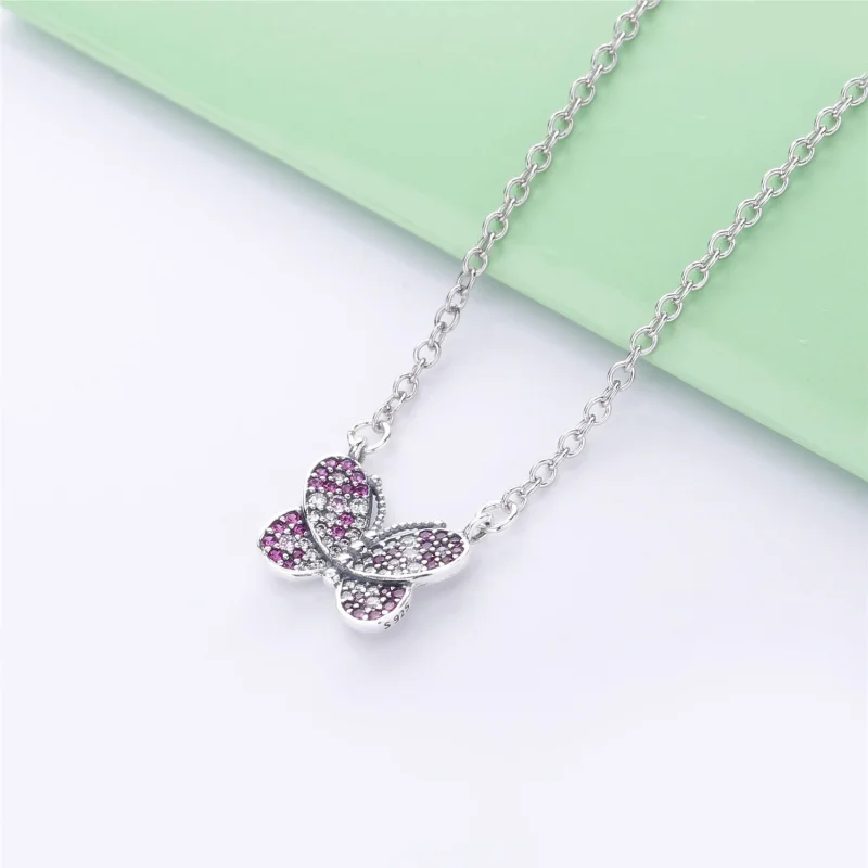 (imagem para) Colar Borboleta rosa deslumbrante Pandora - 397931NCCMX-50 - Visualizar 2