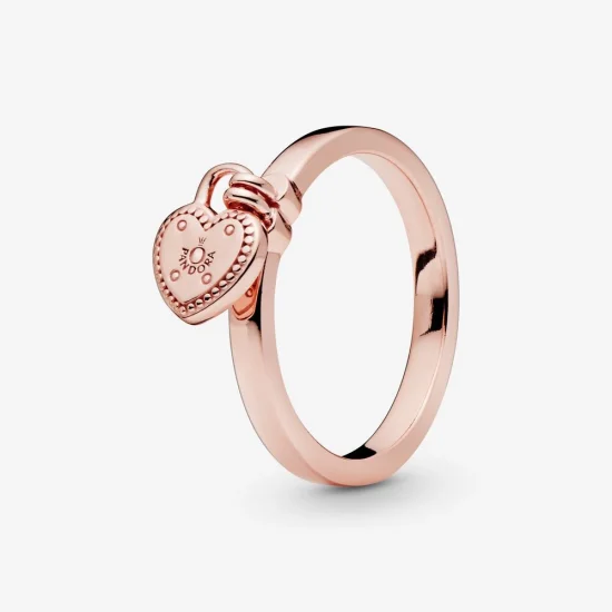 (imagem para) Anel Cadeado em forma de coração Pandora Rose - 186571