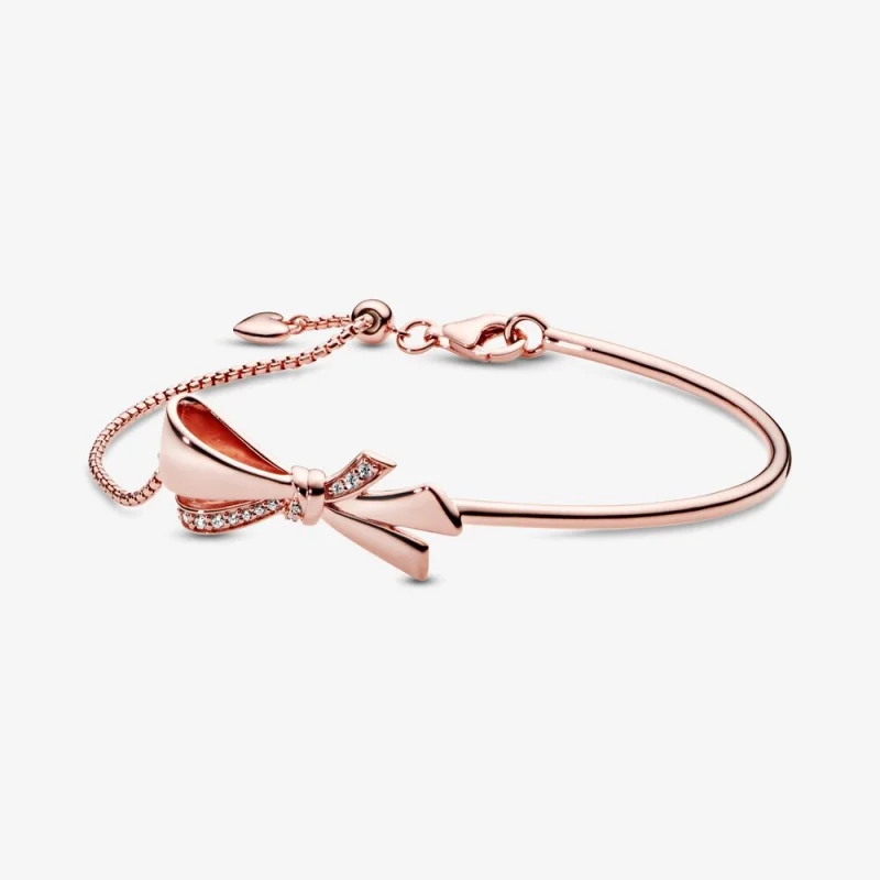 (imagem para) Bracelete Pandora Rígido Laço ornamentado Rosa - 587242CZ