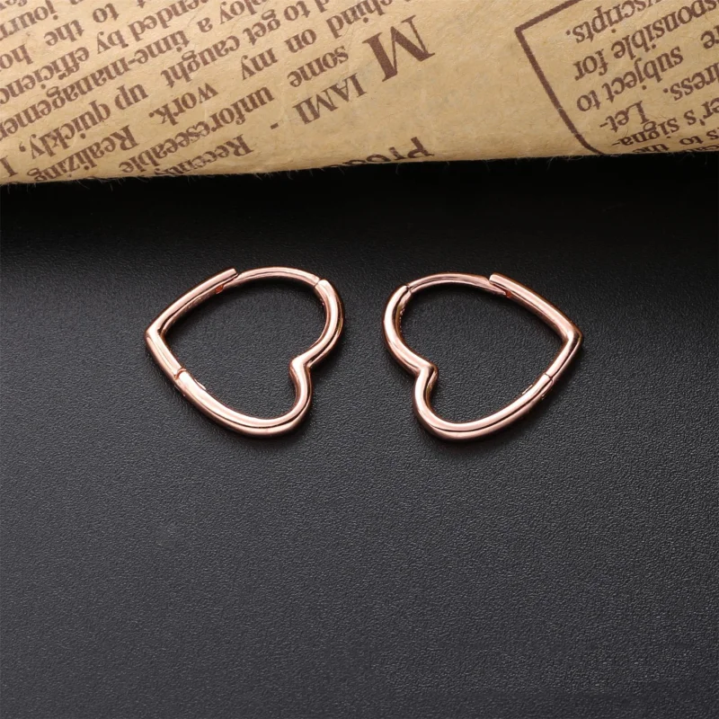 (imagem para) Brinco Argolas Coração assimétrico Pandora Rosa - 288307 - Visualizar 2