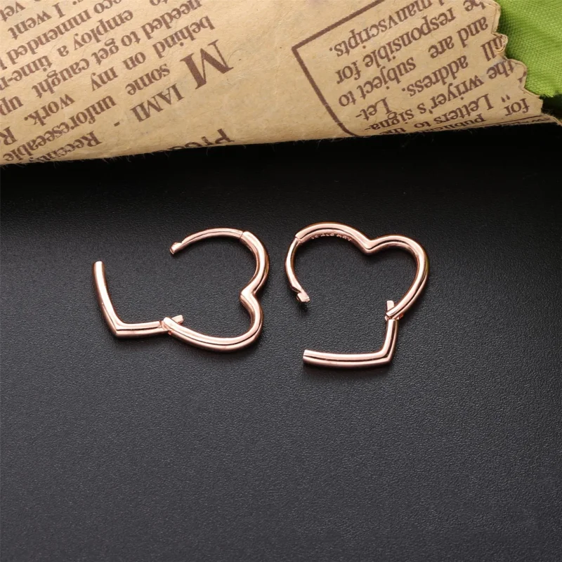 (imagem para) Brinco Argolas Coração assimétrico Pandora Rosa - 288307 - Visualizar 3