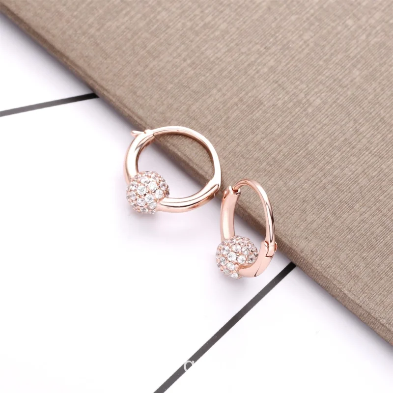 (imagem para) Brinco Argolas Pavé Bead Pandora Rosa - 288294CZ - Visualizar 4