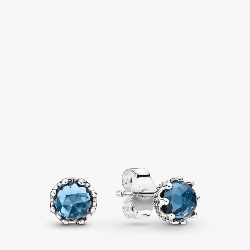 (imagem para) Brincos Petit Coroa Cintilante Azul Pandora - 298311NMB