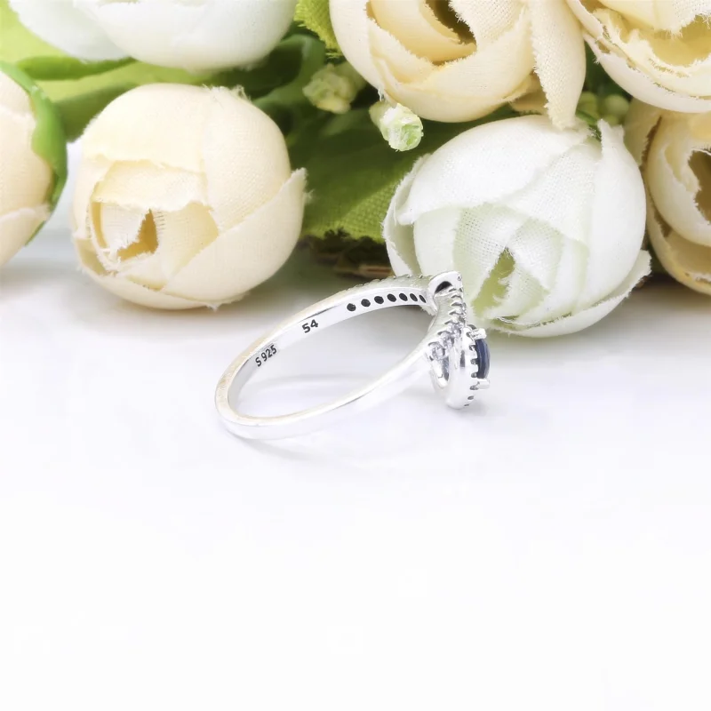 (imagem para) Anel Redondo Brilhante Pendente Azul PANDORA - 198491C02 - Visualizar 4