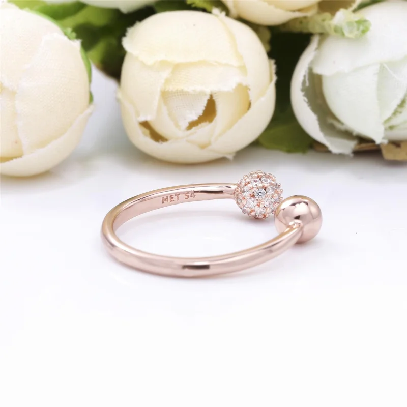 (imagem para) Anel Polished & Pavé Bead Pandora Rose - 188316CZ - Visualizar 3