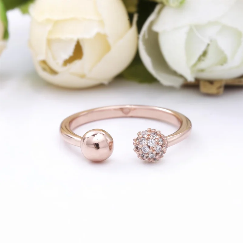 (imagem para) Anel Polished & Pavé Bead Pandora Rose - 188316CZ - Visualizar 4