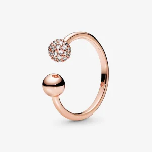 (imagem para) Anel Polished & Pavé Bead Pandora Rose - 188316CZ