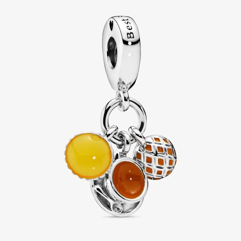 (imagem para) Charm Torta de ovo, chá de leite e pão de abacaxi Pandora - 798355ENMX