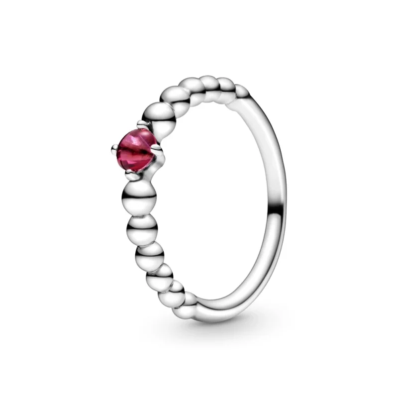(imagem para) Anel Blazing Red Beaded Pandora - 198867C02
