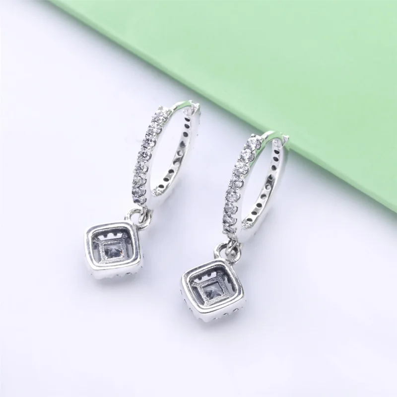 (imagem para) Argolas Square Sparkle Pandora - 298503C01 - Visualizar 2
