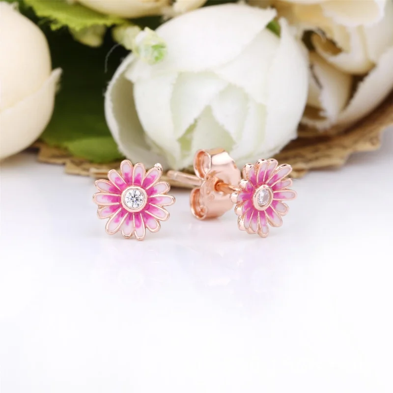 (imagem para) Brincos Petit Flor de Margarida Rosa Pandora Rose - 288773C01 - Visualizar 2