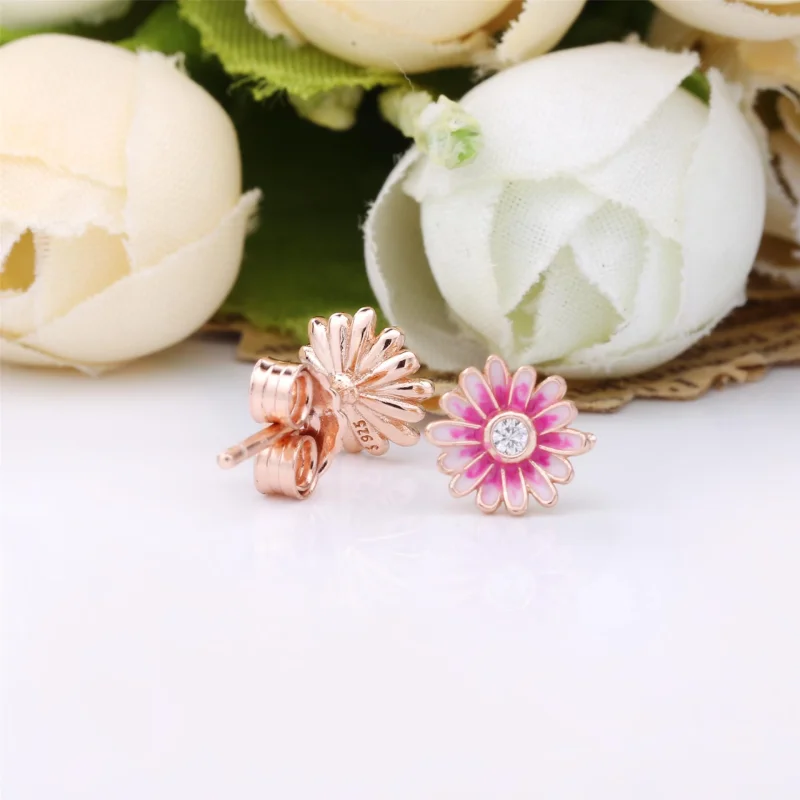 (imagem para) Brincos Petit Flor de Margarida Rosa Pandora Rose - 288773C01 - Visualizar 3
