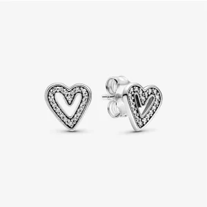 (imagem para) Brincos Sparkling Freehand Heart Pandora - 298685C01