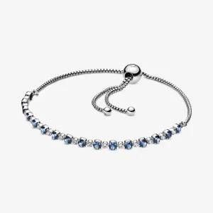 Pulseira Sliding Blue & Clear Sparkle Pandora - 598517C01 (imagem para) Pulseira Sliding Blue & Clear Sparkle Pandora - 598517C01