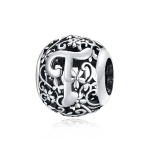 (imagem para) Charm Flores com orifícios, letra T estilo Pandora - SCC1444-T