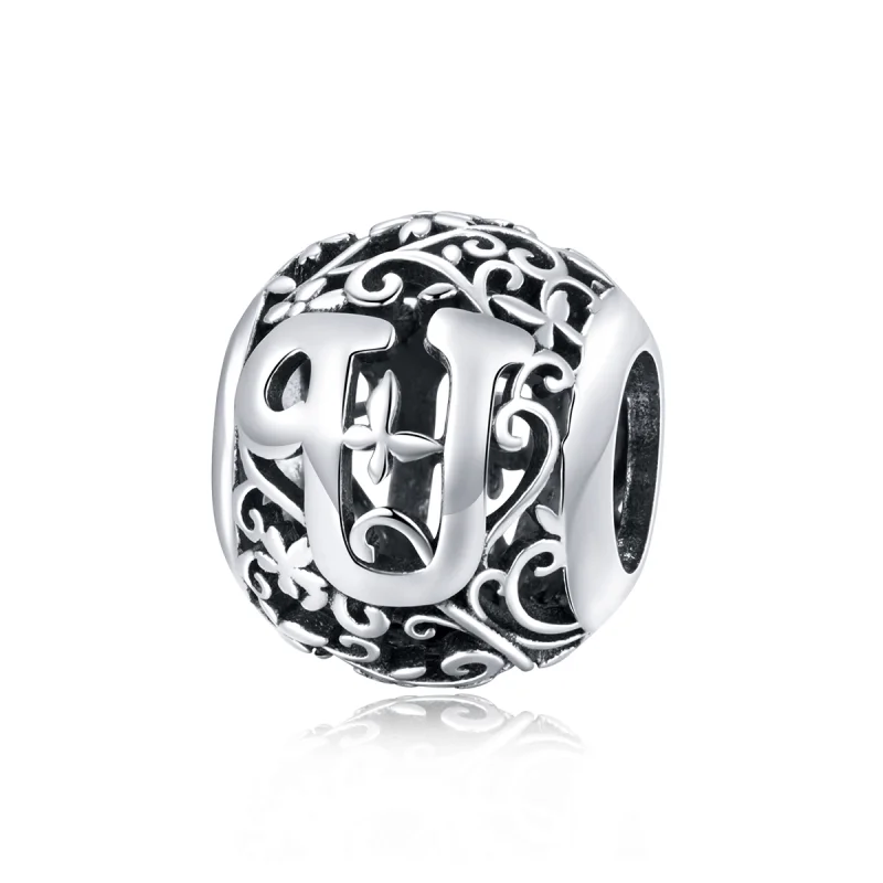 (imagem para) Charm Flores com orifícios, letra U estilo Pandora - SCC1444-U