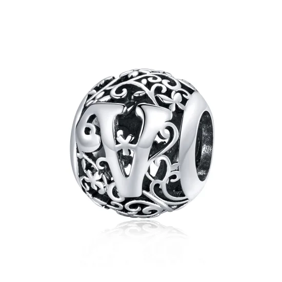 (imagem para) Charm Flores com orifícios, letra V estilo Pandora - SCC1444-V