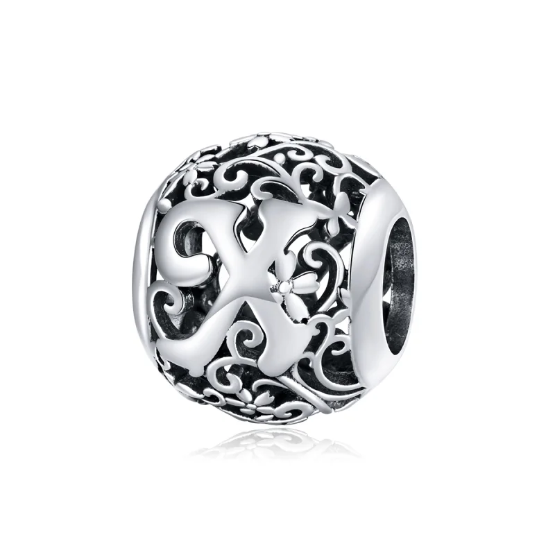 (imagem para) Charm Flores com orifícios, letra X estilo Pandora - SCC1444-X