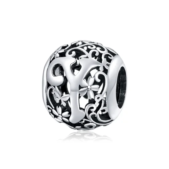(imagem para) Charm Flores com orifícios, letra Y estilo Pandora - SCC1444-Y