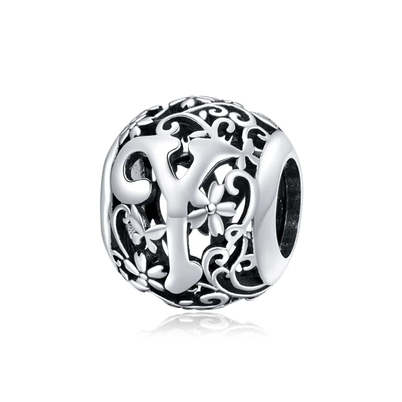 (imagem para) Charm Flores com orifícios, letra Y estilo Pandora - SCC1444-Y