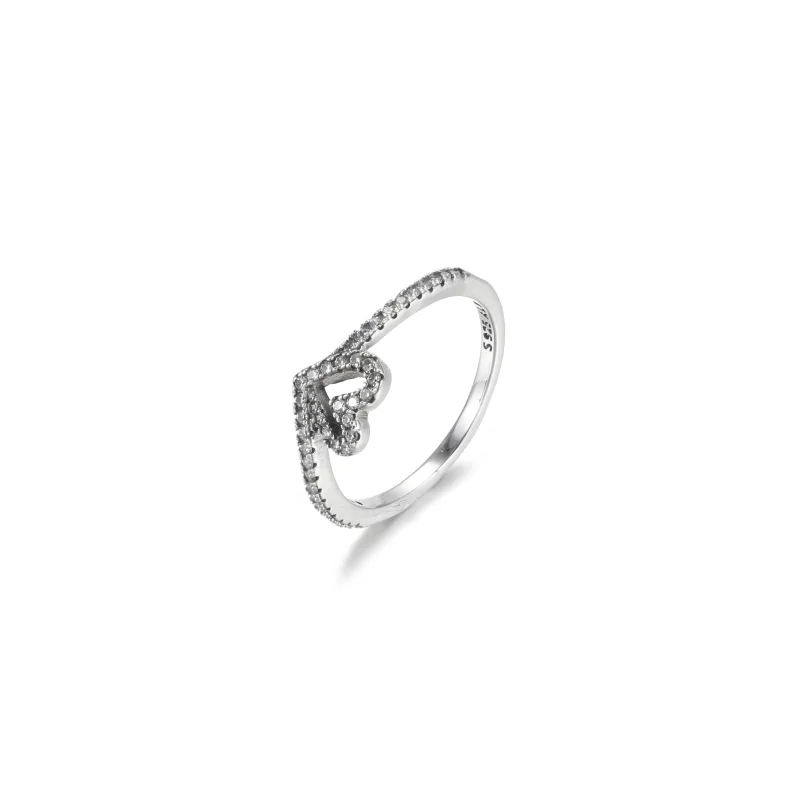 (imagem para) Anel Sparkling Wishbone Heart Pandora - 199302C01 - Visualizar 2