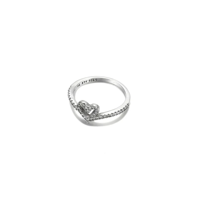 (imagem para) Anel Sparkling Wishbone Heart Pandora - 199302C01 - Visualizar 3