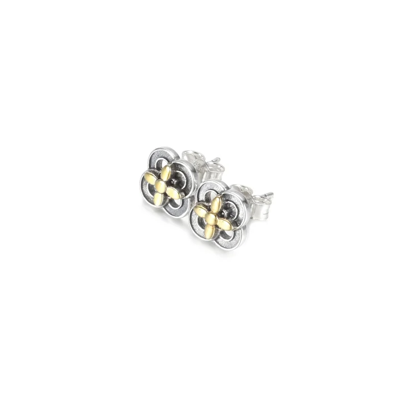 (imagem para) Brincos Flower, Prata e Ouro 14k Pandora - 299349C00 - Visualizar 2