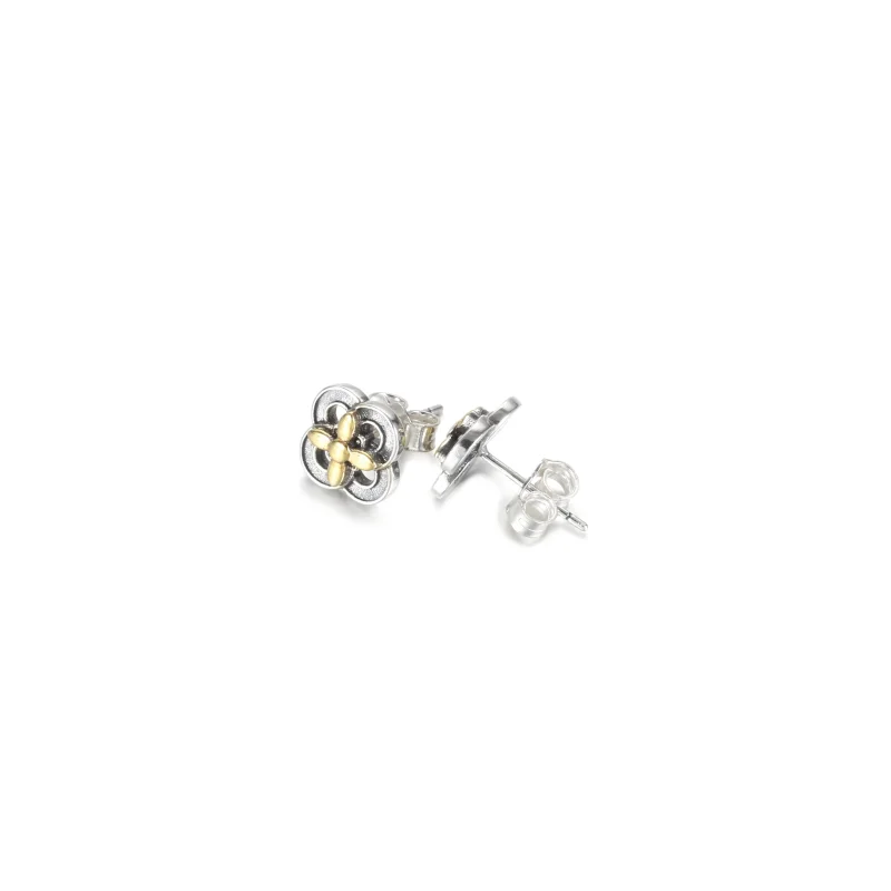(imagem para) Brincos Flower, Prata e Ouro 14k Pandora - 299349C00 - Visualizar 4