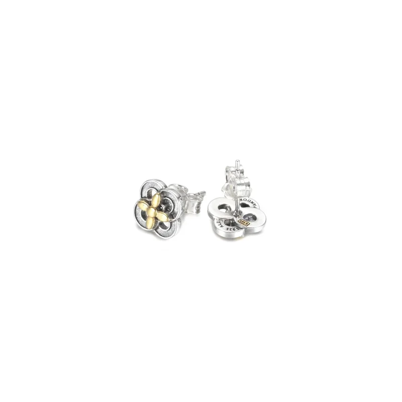 (imagem para) Brincos Flower, Prata e Ouro 14k Pandora - 299349C00 - Visualizar 5