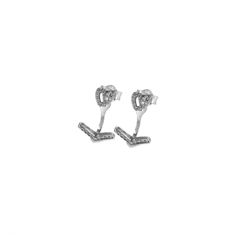 (imagem para) Brincos Sparkling Wishbone Heart Pandora - 299280C01 - Visualizar 2