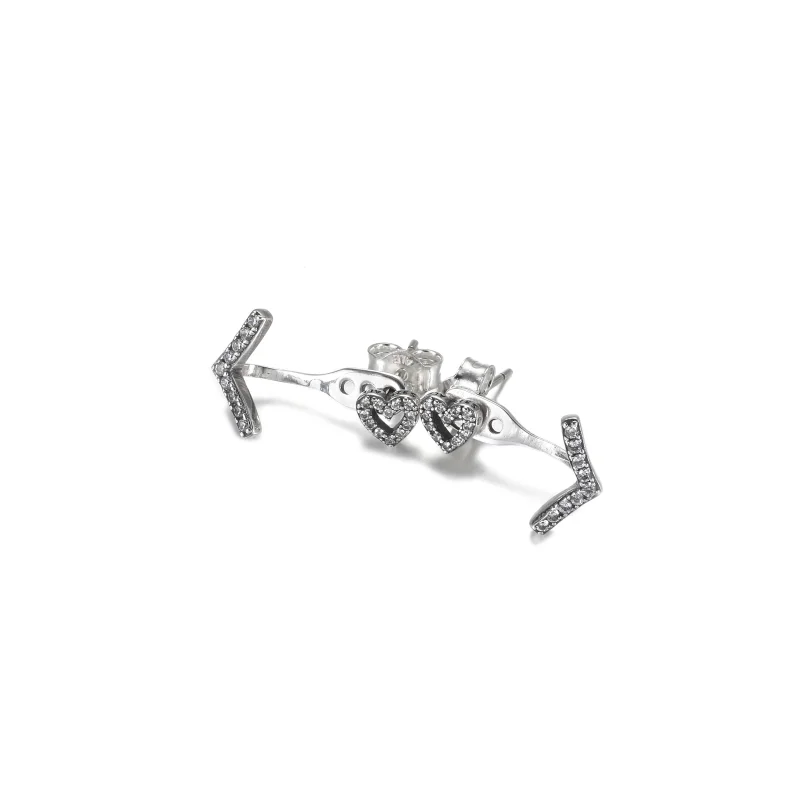 (imagem para) Brincos Sparkling Wishbone Heart Pandora - 299280C01 - Visualizar 4