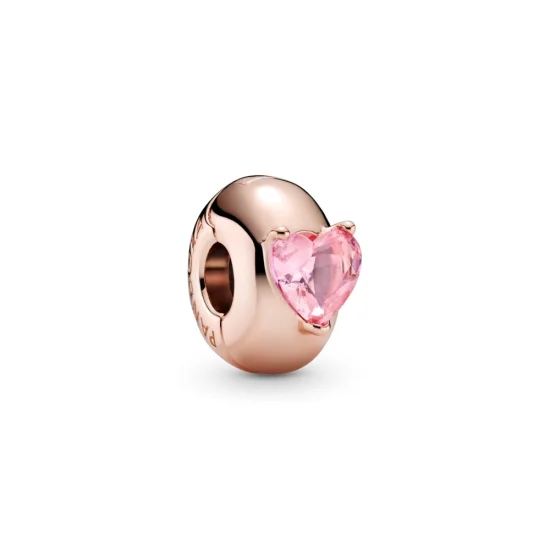(imagem para) Charm Clipe Coração Rosa Solitário - 789203C01