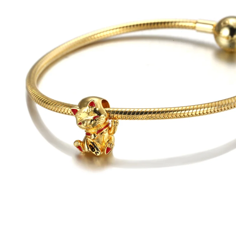 (imagem para) Charm Gato da Fortuna Fofo Pandora Shine - 769271C01 - Visualizar 5