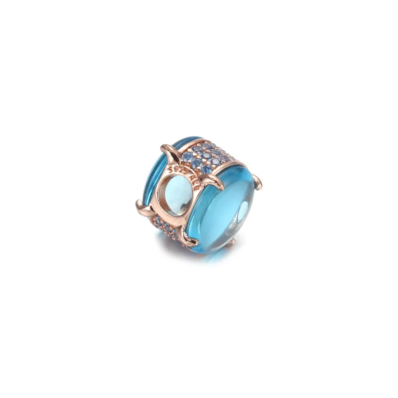 (imagem para) Charm Oval Em Cabochão Azul Pandora Rose™ - 789309C01 - Visualizar 4